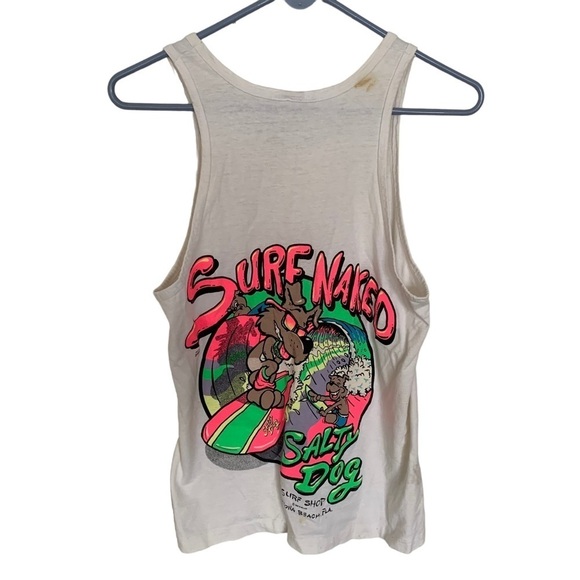 Vintage Tee Shirt Tank Top Salty Dog Surf Naked Adult Size Small Neon 1980 - Picture 3 of 9